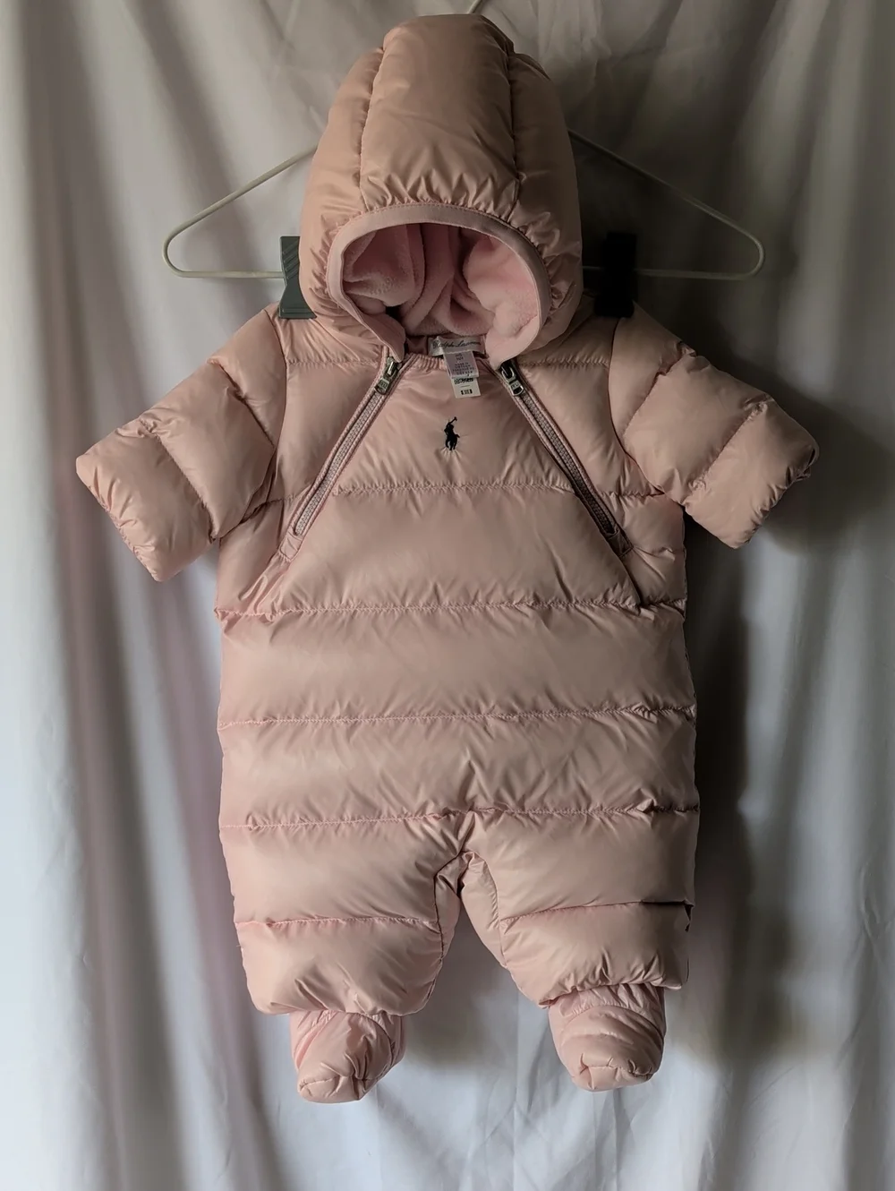 Ralph Lauren newborn water repellent baby bunting 650 fill missing hand mitts